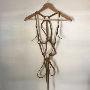 Free People Suede Harness Size L with Brass Hardware